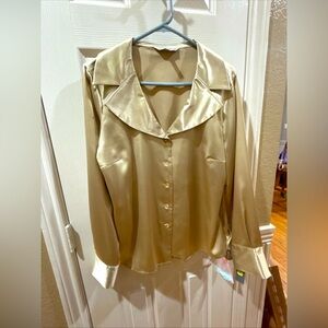 Conrad C Collection Ladies Gold Satin Blouse Size 12 $69